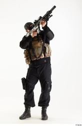 Whole Body Weapons-Rifle Man Pose with machine rifle White Army Athletic Bearded Studio photo references